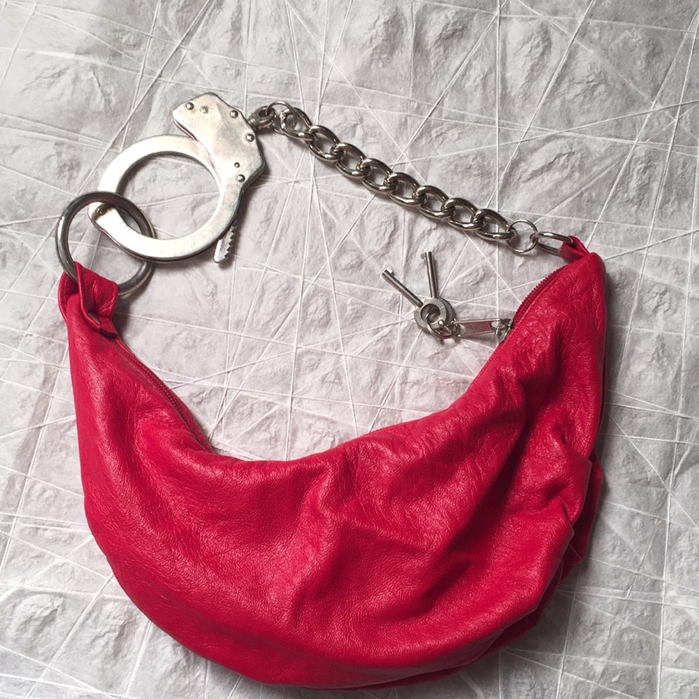 Cuffz by Linz Red Leather Chain Handcuff Purse Bag